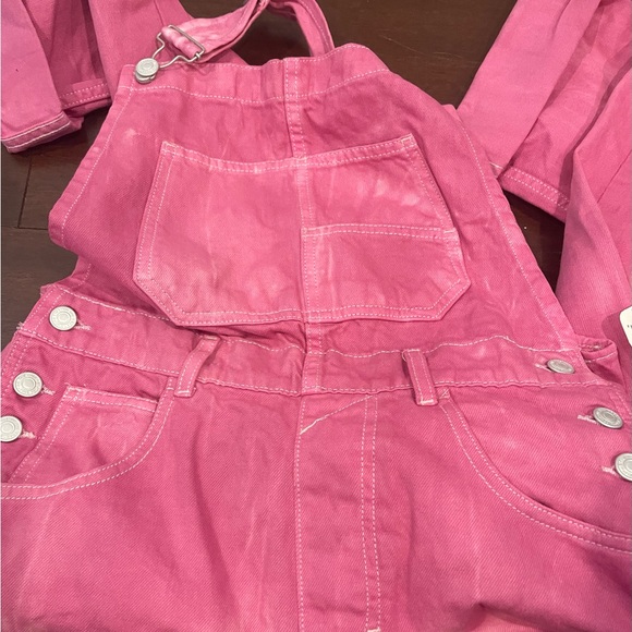 nwt free people Pink electric bouquet lilac ziggy Denim Overalls small - Picture 10 of 15